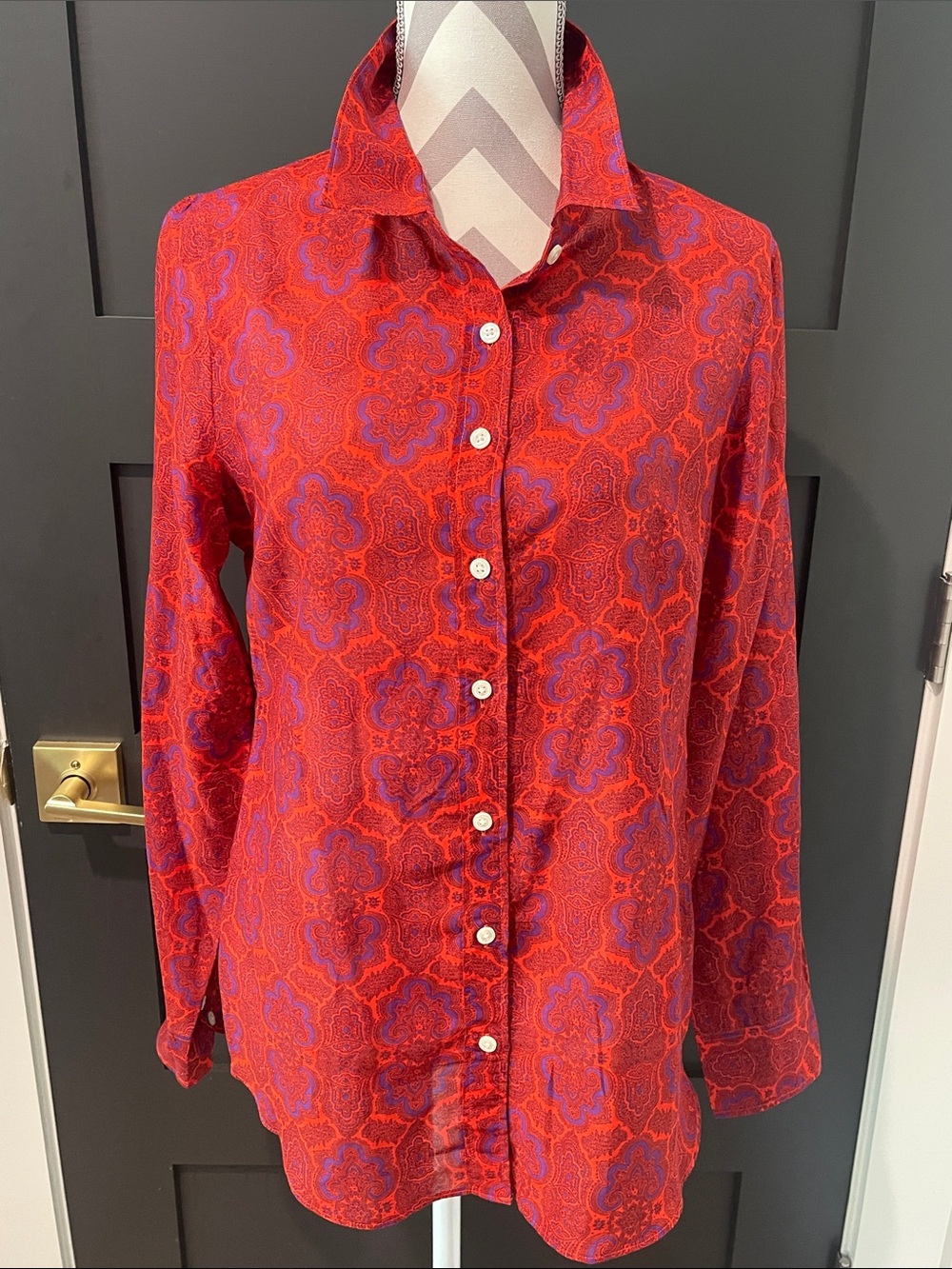 J. Crew Silk Paisley Floral Button Down Shirt Size M